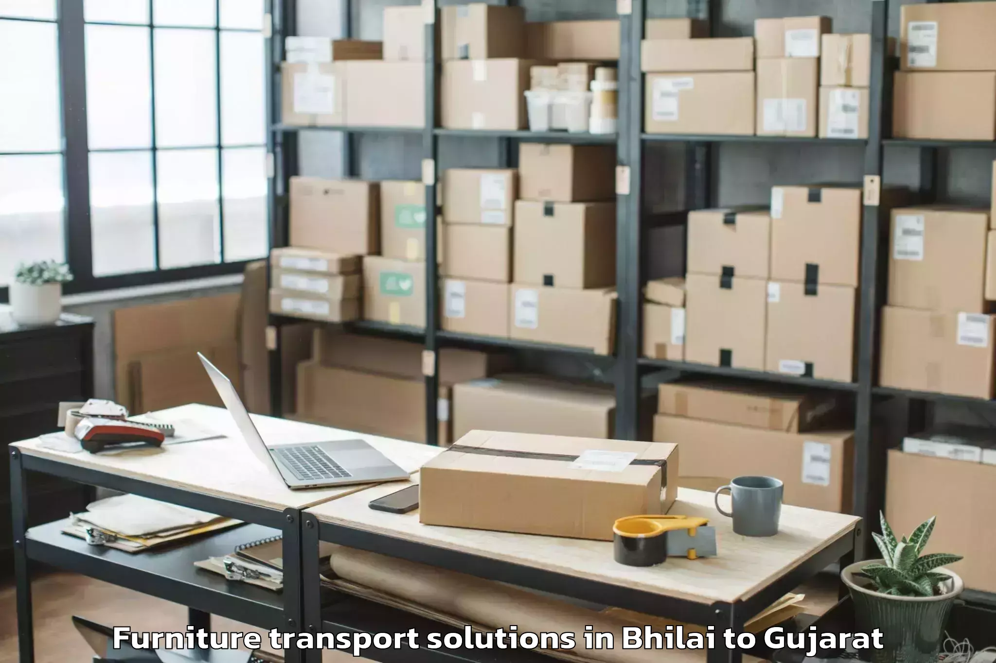 Professional Bhilai to Kundla Furniture Transport Solutions